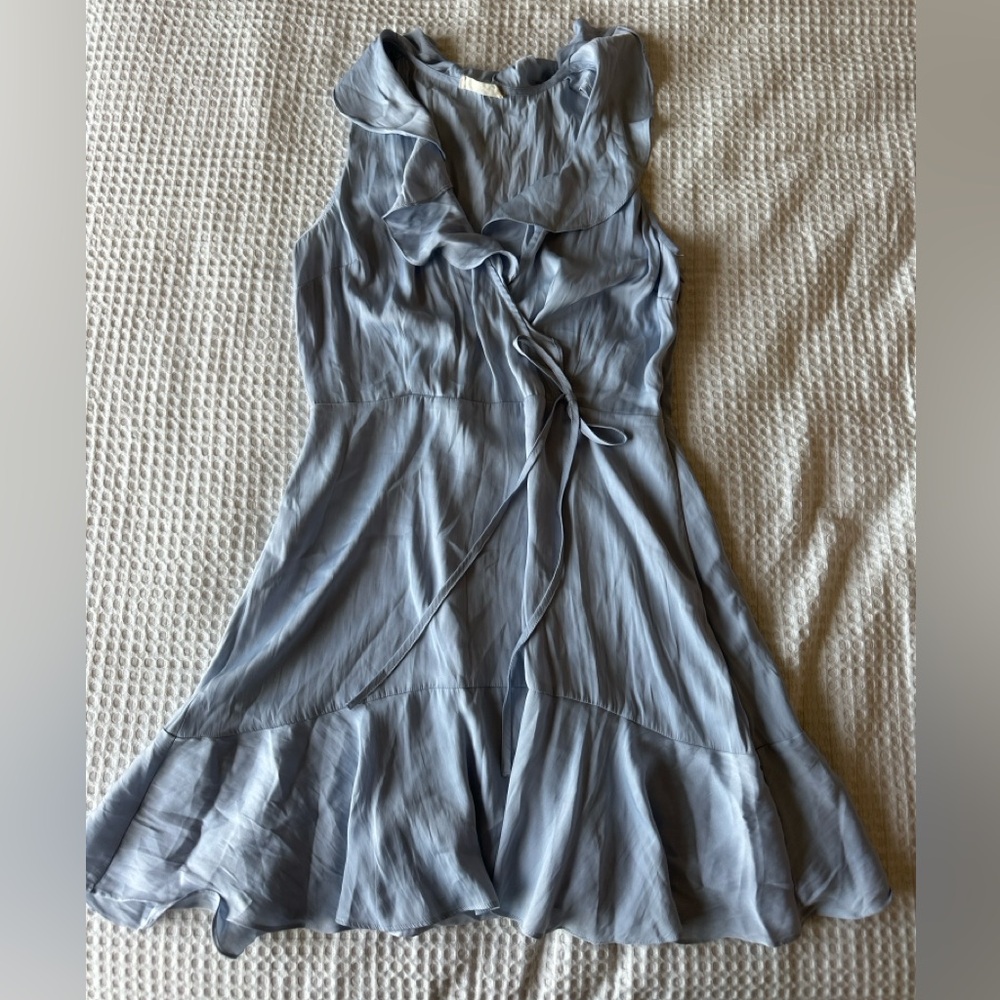 💙 Altar’d State Light Blue Ruffle Wrap Dress – Size M - Picture 4 of 8
